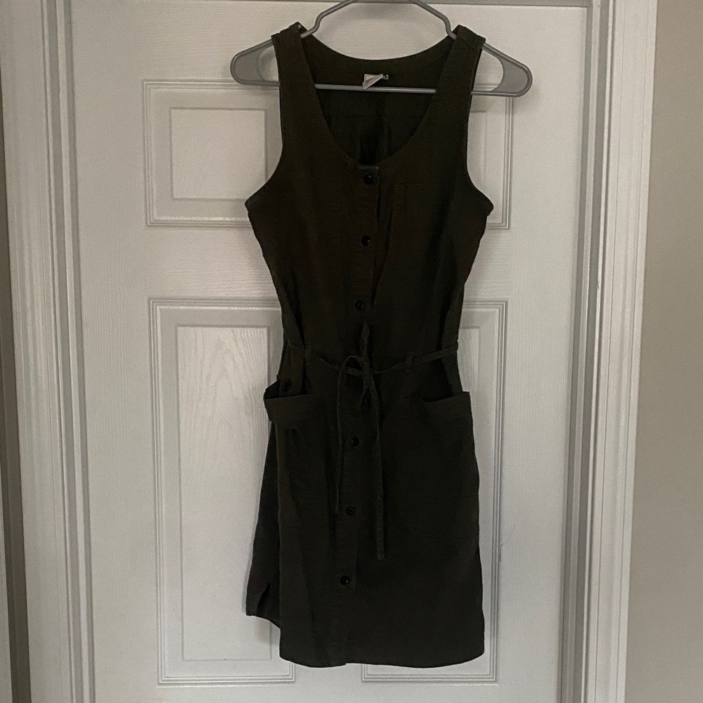 The North Face Olive Green Sleeveless Button-Front Mini Dress